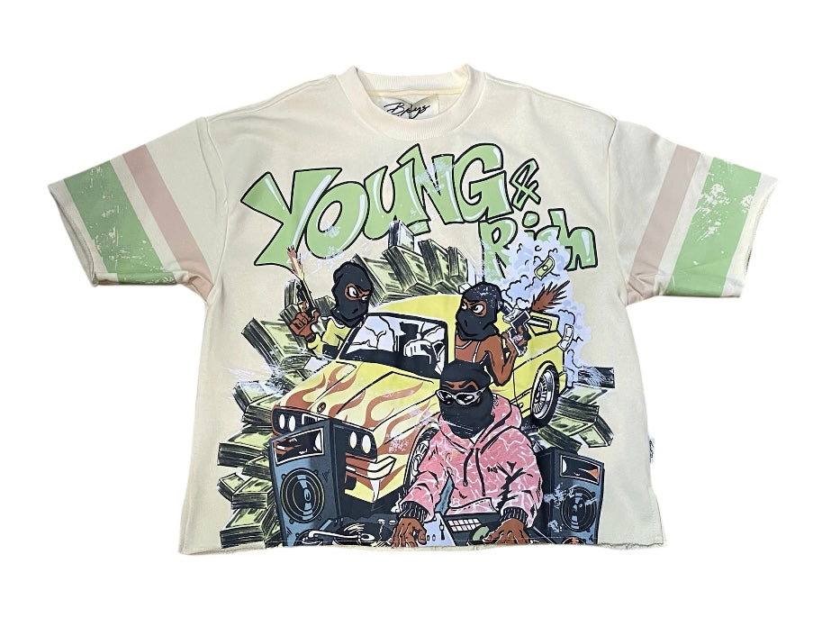 Young & Rich Cropped T-Shirt T1224 | upstairs