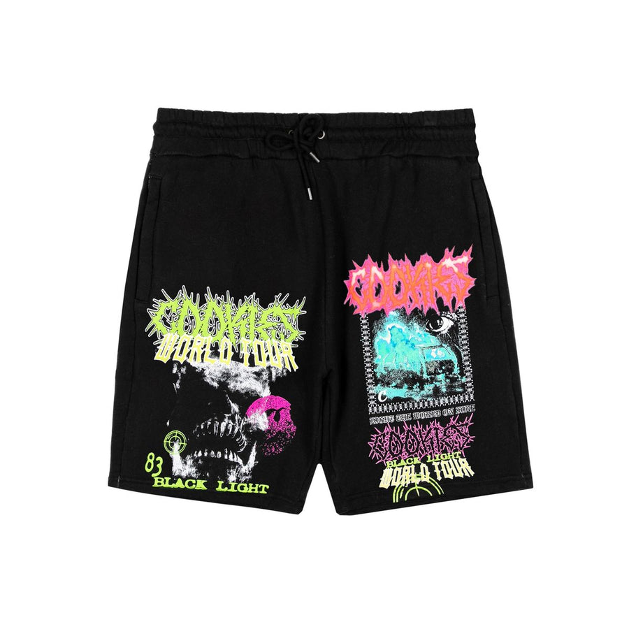 Cookies Washed Black Light Fleece Short With Print Artwork