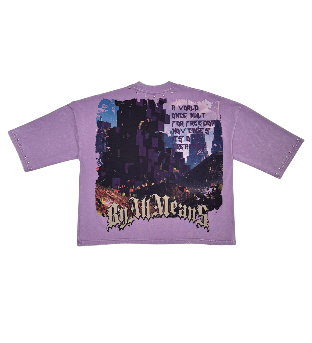 Stray wide & crop fit w/ 3/4 sleeve tshirt (ST1372-PUR)