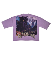 Stray wide & crop fit w/ 3/4 sleeve tshirt (ST1372-PUR)