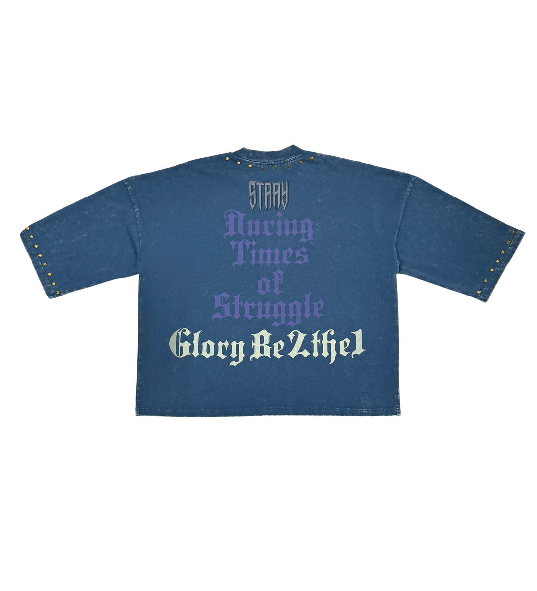 Stray wide & crop fit w/ 3/4 sleeve tshirt (ST1368-NVY)