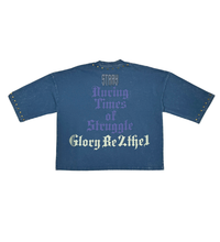 Stray wide & crop fit w/ 3/4 sleeve tshirt (ST1368-NVY)