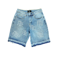 'ME' Rhinestone Blue Denim Shorts