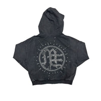 Eclipse’ Grey Acid Wash Rhinestone Hoodie