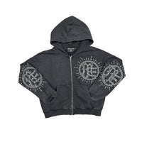 Eclipse’ Grey Acid Wash Rhinestone Hoodie