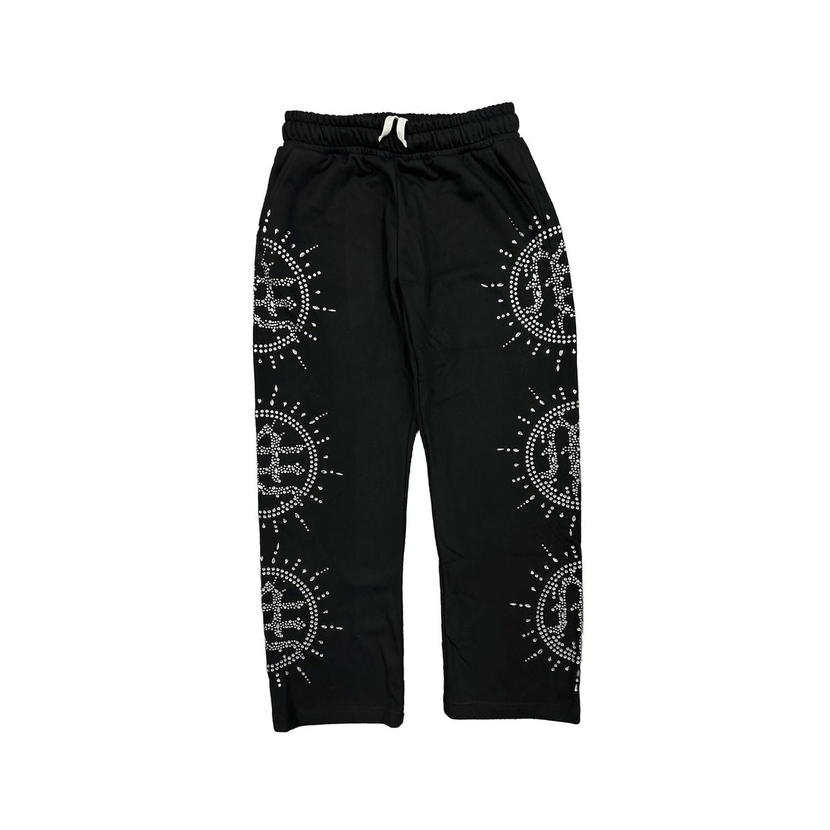 ‘Eclipse’ Black Rhinestone Sweats Pants