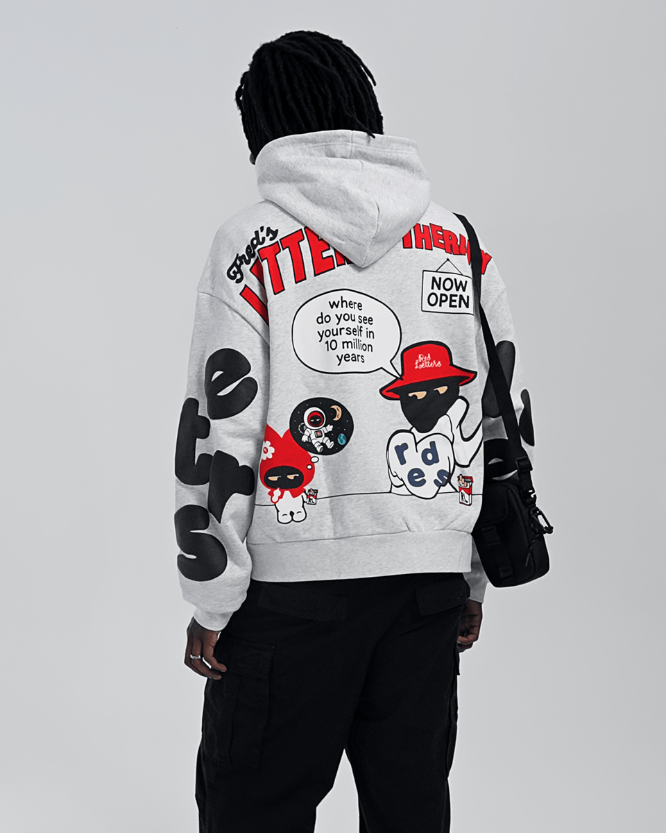 Therapy Scattered Hoodie Grey