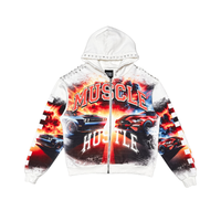 Muscle hustle full zip hoodie ST1622-CRM Cream