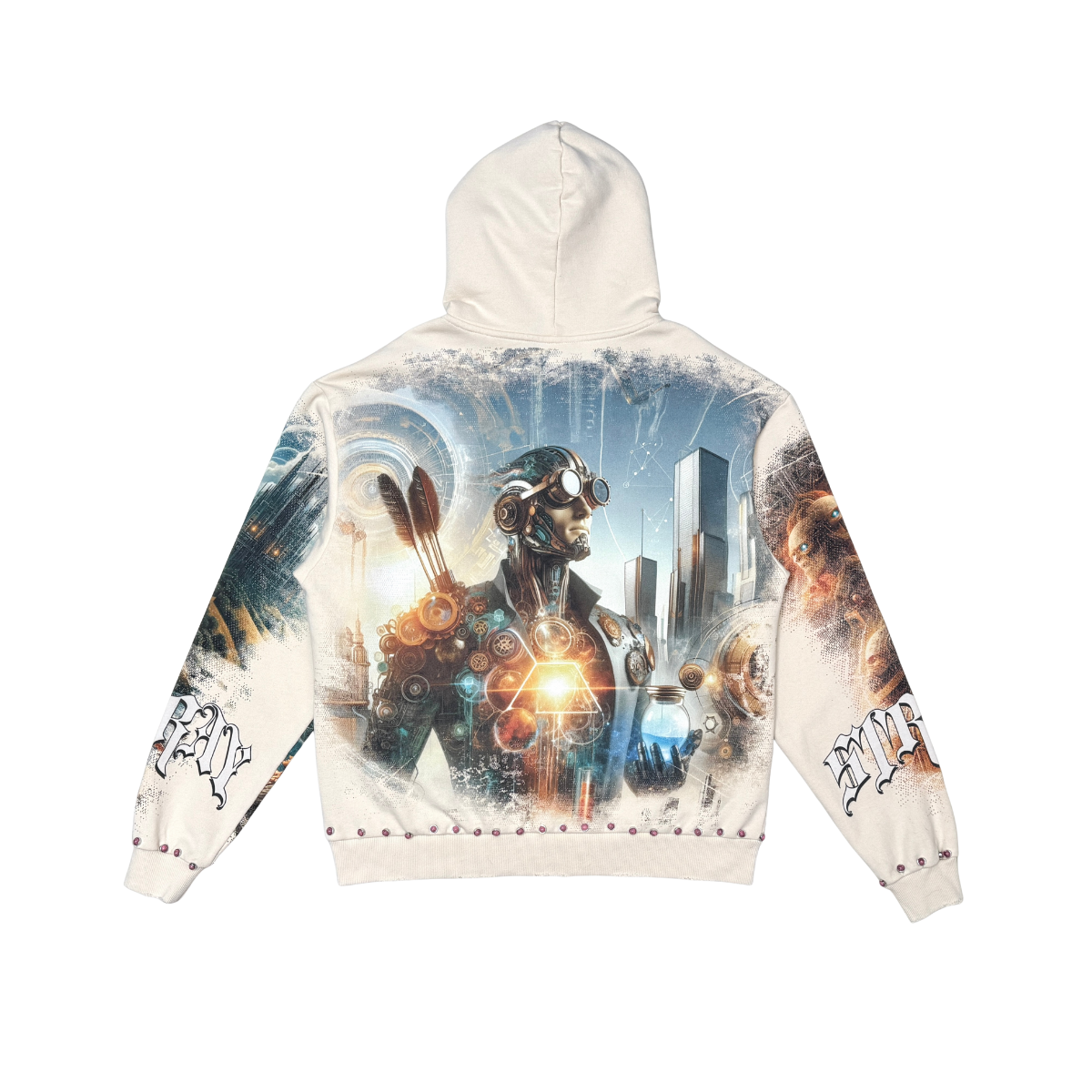 Stray full zip hoodie Bone ST1623-BON