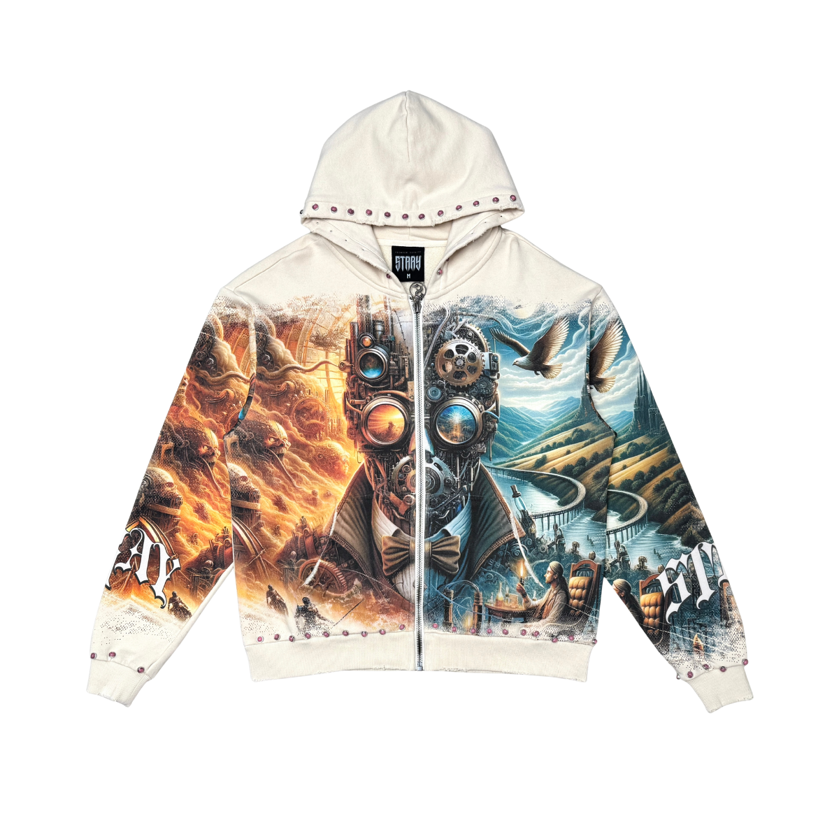 Stray full zip hoodie Bone ST1623-BON