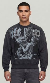 ITS OK TO CRY RARE PEACE LONG SLEEVES CREW NECK DK.GREY RK5052