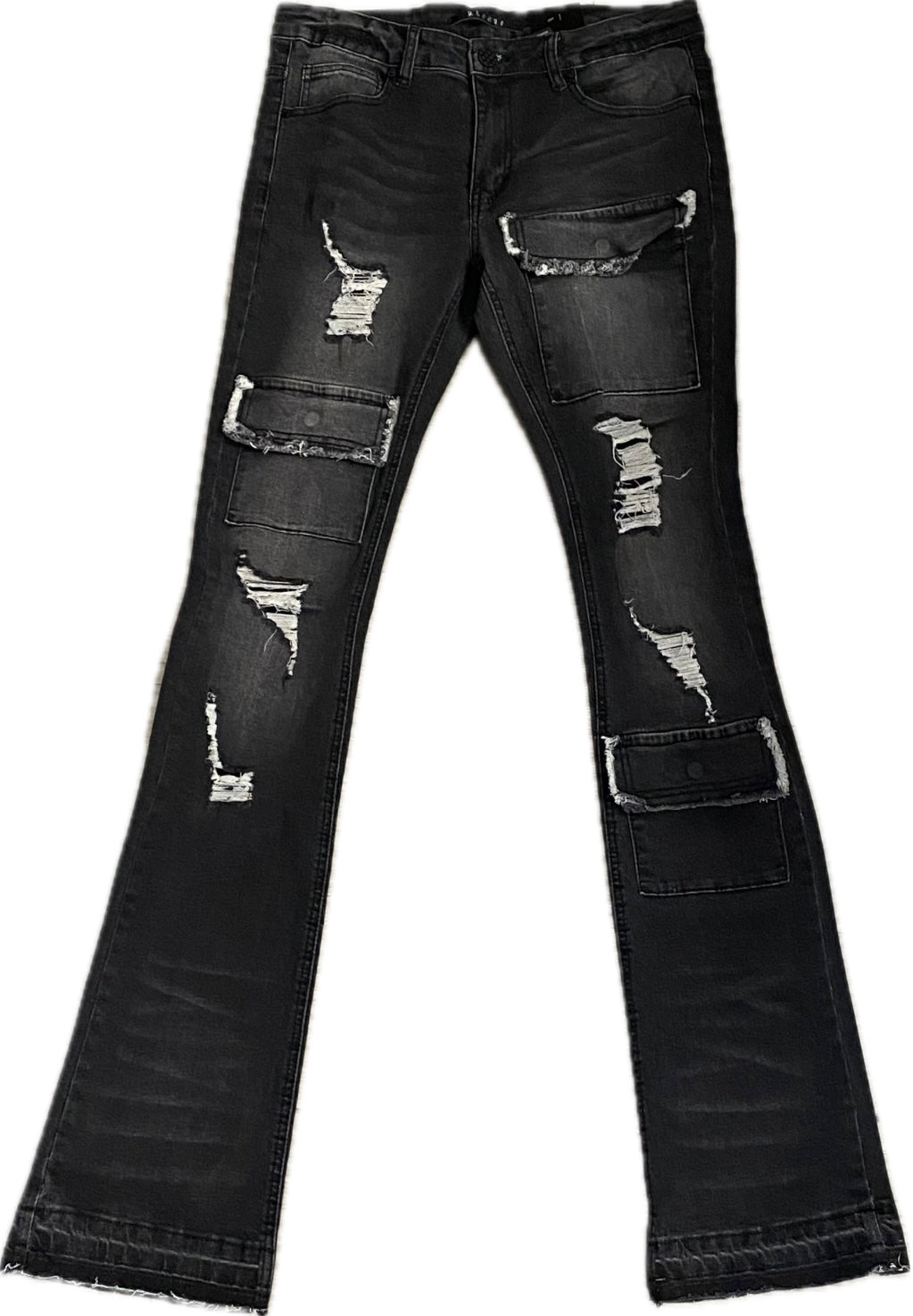 MEN’S KLOUD9 STACKED FIT WASHED BLACK JEANS