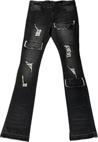 MEN’S KLOUD9 STACKED FIT WASHED BLACK JEANS