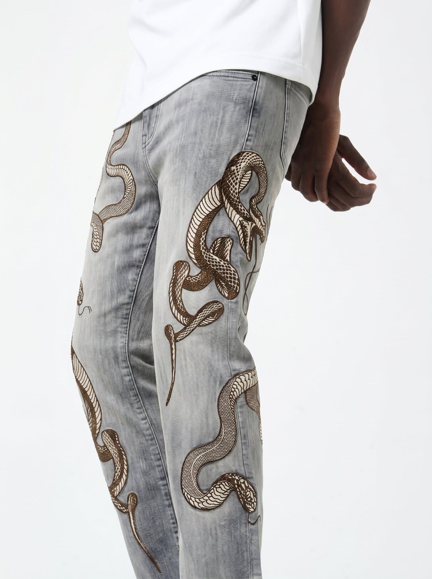 Waimea Men's Snake Venom Slim Fit Jean Antique Grey Wash M8738D