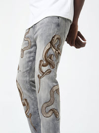 Waimea Men's Snake Venom Slim Fit Jean Antique Grey Wash M8738D