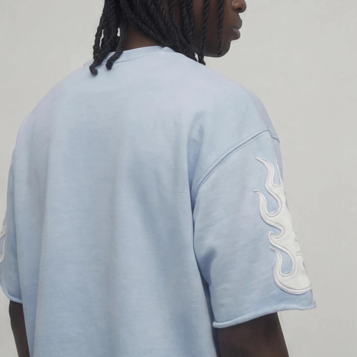 Cropped light blue Saint short sleeve shirt 511036