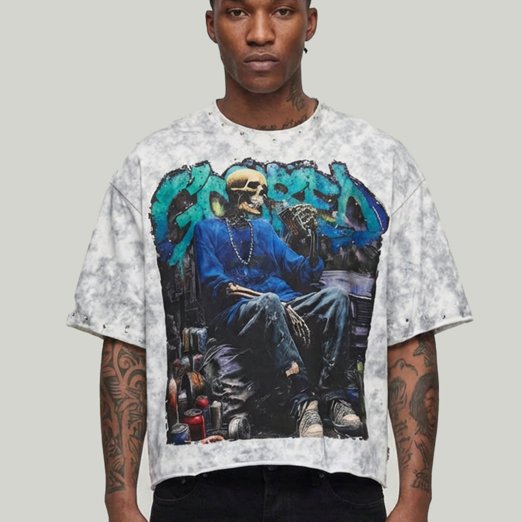 BKYS Gassed Up White Cropped Shirt - Clean Streetwear T1533