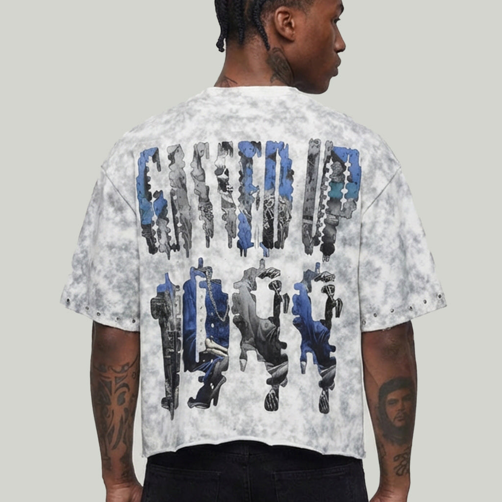BKYS Gassed Up White Cropped Shirt - Clean Streetwear T1533