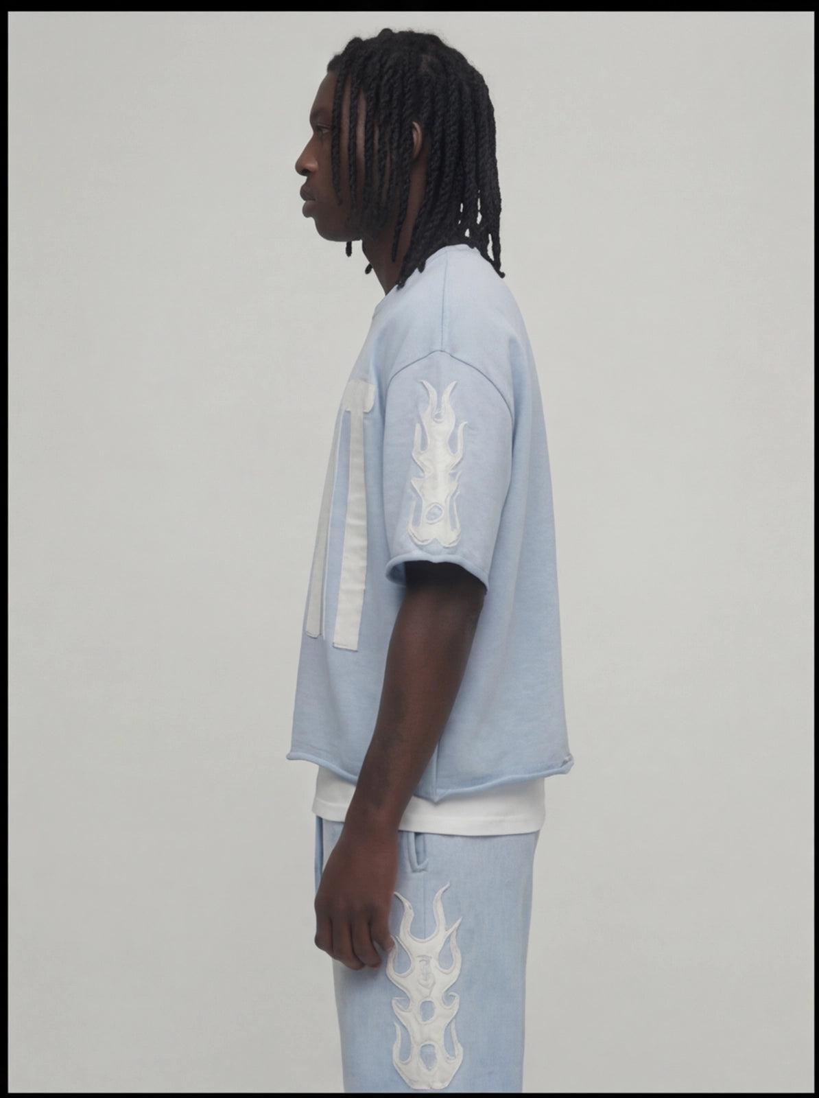 Cropped light blue Saint short sleeve shirt 511036