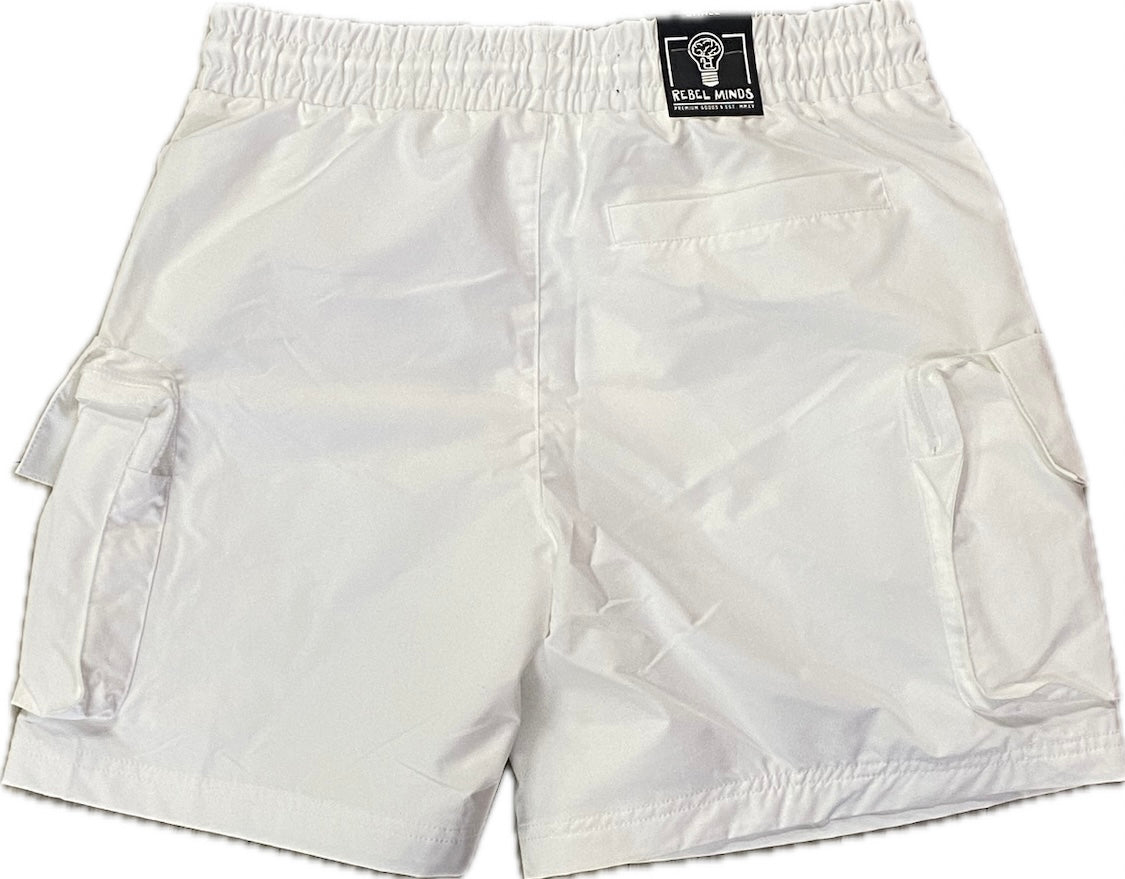 Rebel Minds White Cargo Shorts
