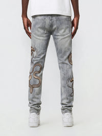 Waimea Men's Snake Venom Slim Fit Jean Antique Grey Wash M8738D