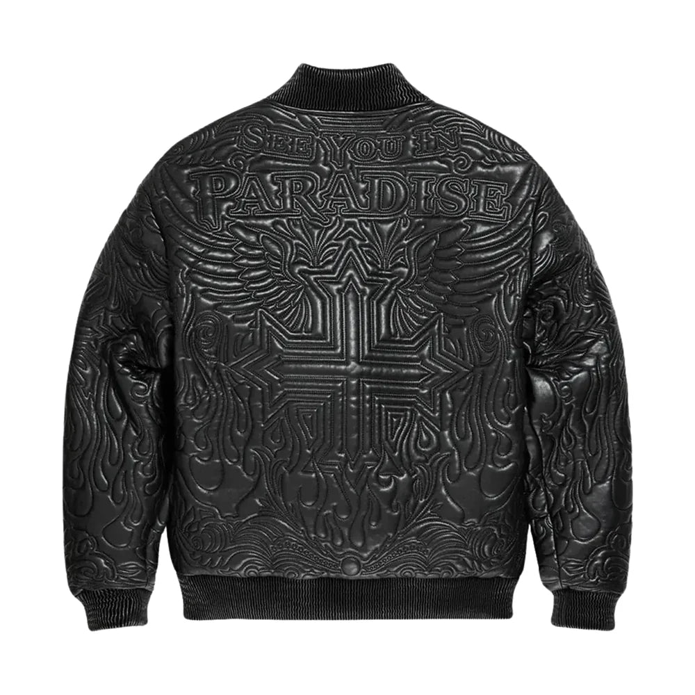 JORDAN CRAIG PU EMBROIDERED JACKET-BLACK-91666 (kids & boys & mens)