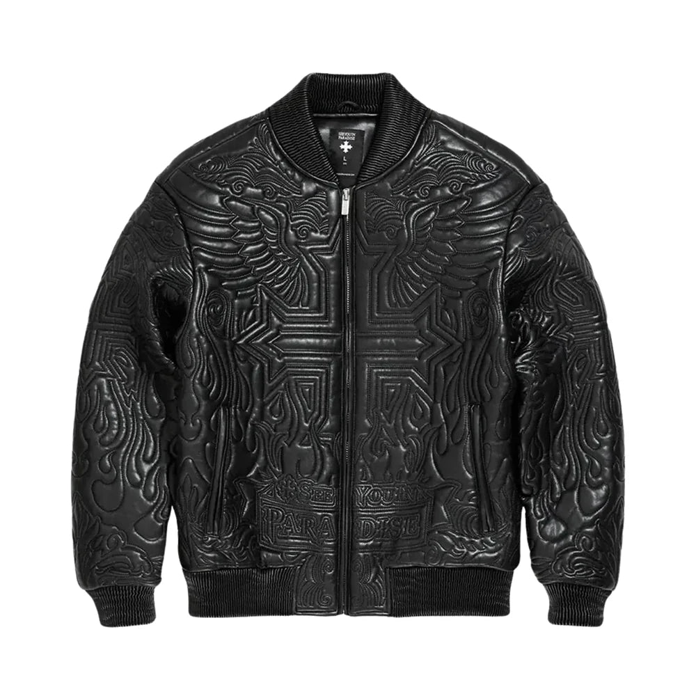 JORDAN CRAIG PU EMBROIDERED JACKET-BLACK-91666 (kids & boys & mens)