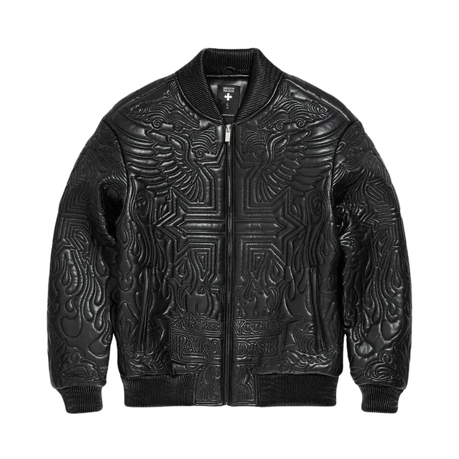 JORDAN CRAIG PU EMBROIDERED JACKET-BLACK-91666 (kids & boys & mens)