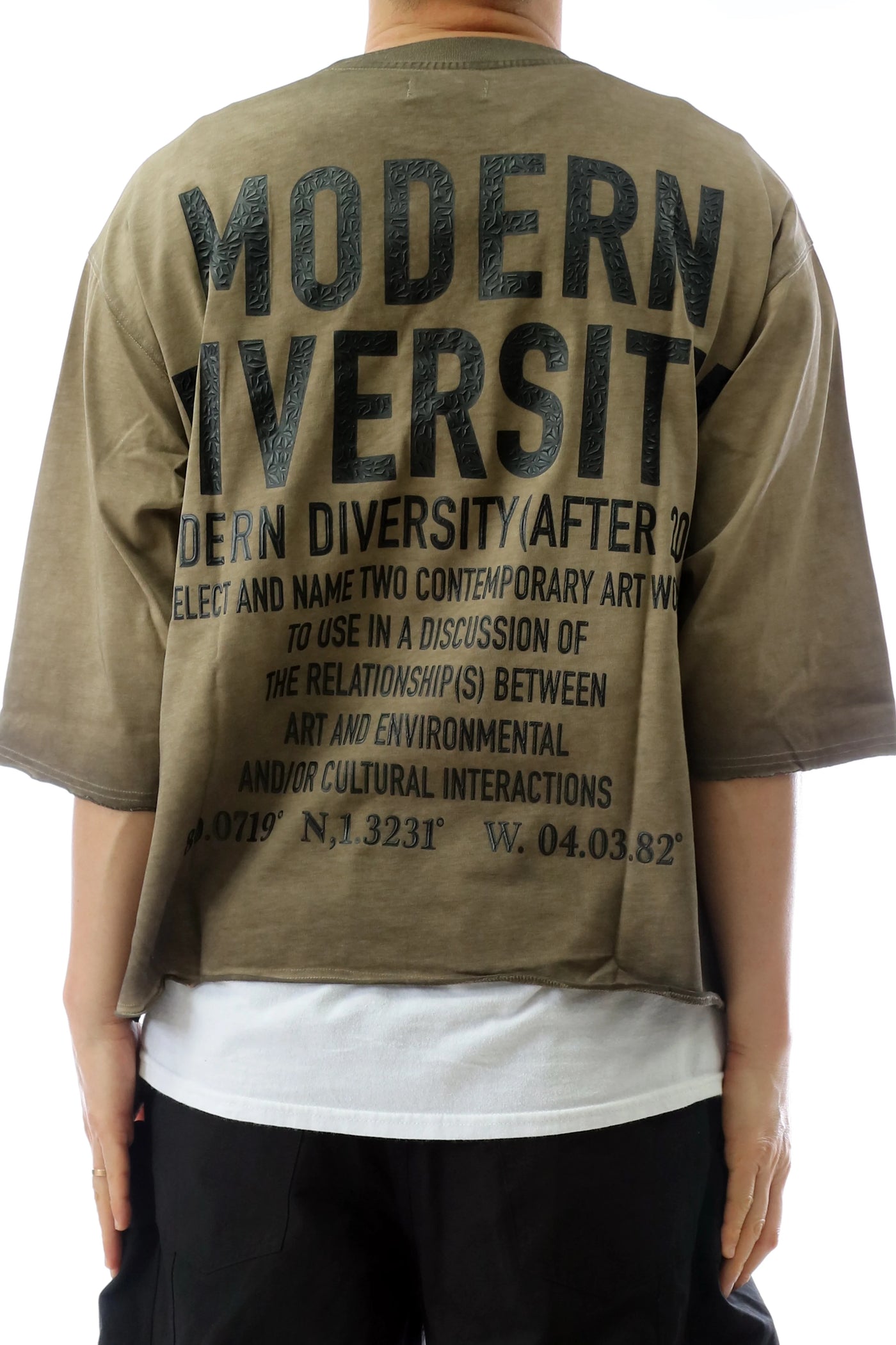 SIENNA S/N Jersey 3/4 Sleeve Crop Top Tee with Detachable Necklace