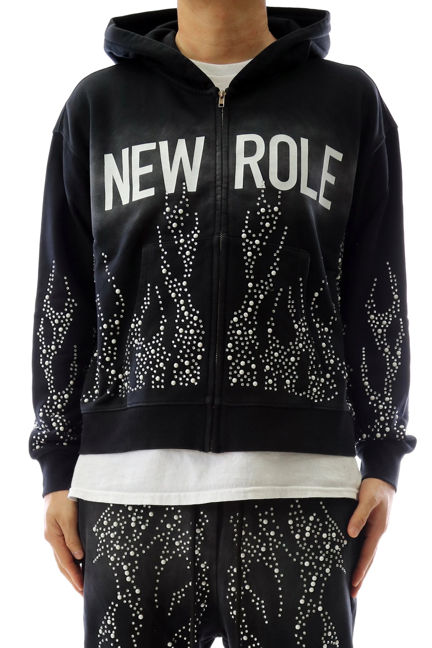 PANTHEON French Terry Long Sleeve Crop Top Full Zip Hoodie