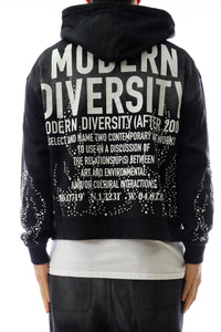 PANTHEON French Terry Long Sleeve Crop Top Full Zip Hoodie