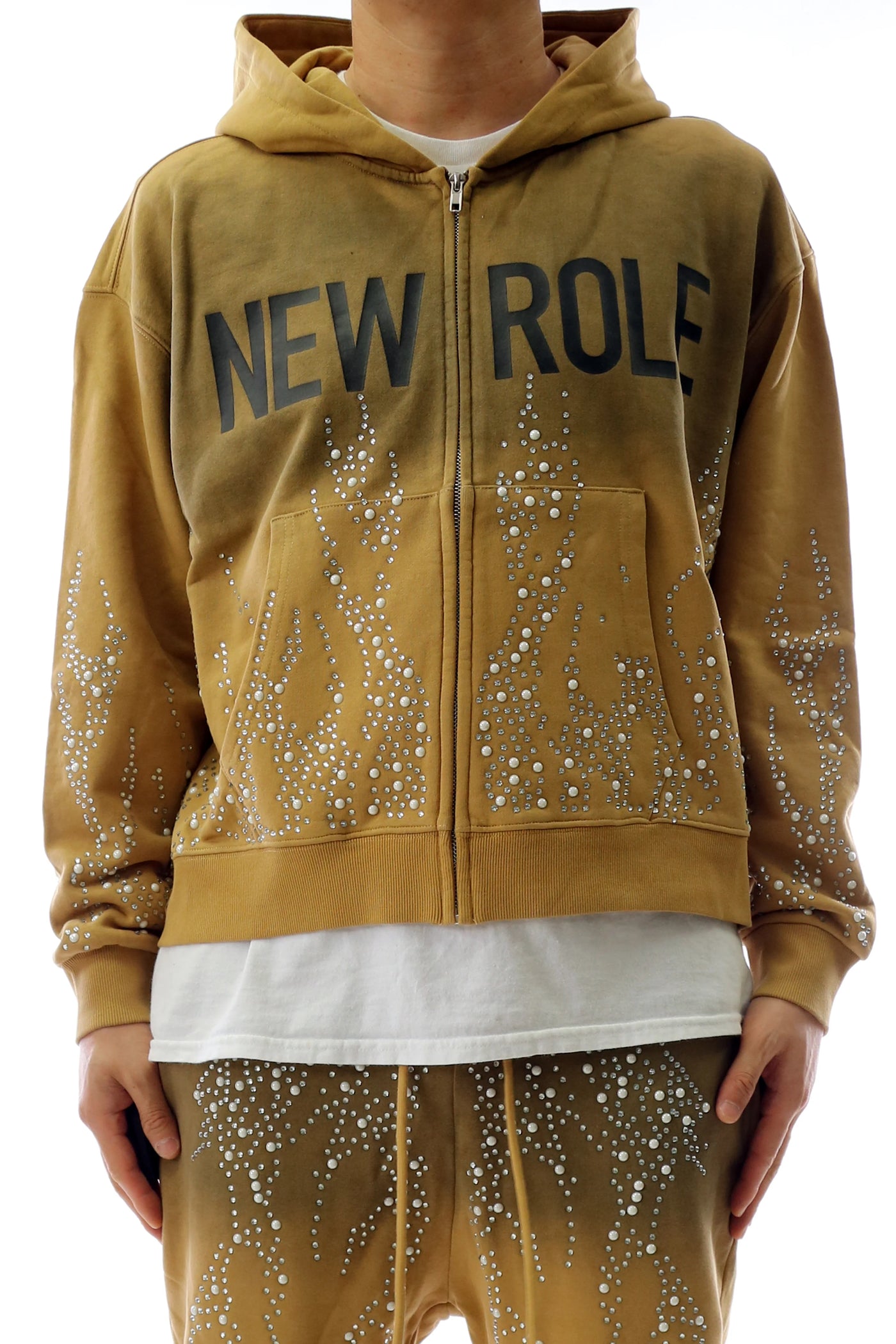 HUSK French Terry Long Sleeve Crop Top Full Zip Hoodie