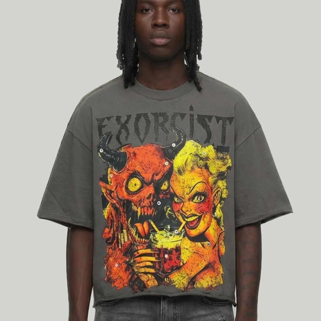 Exorcist crop shirt T1357 grey