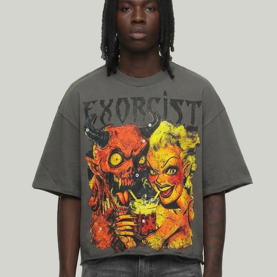 Exorcist crop shirt T1357 grey