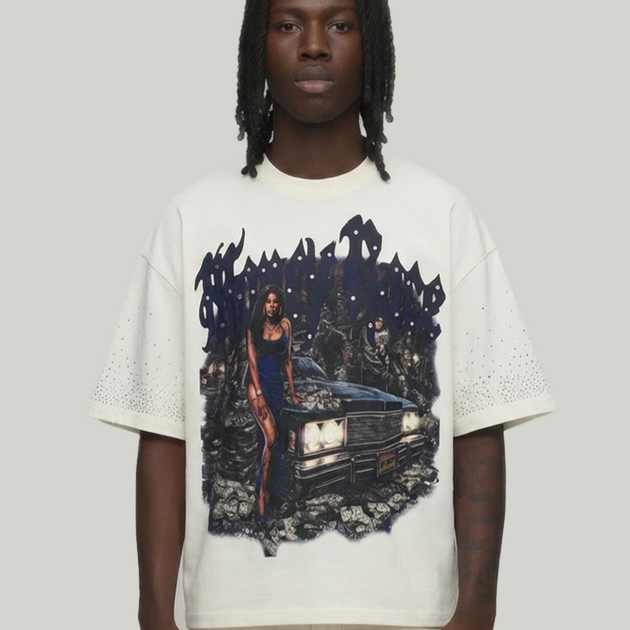 Money race cropped shirt White T1515