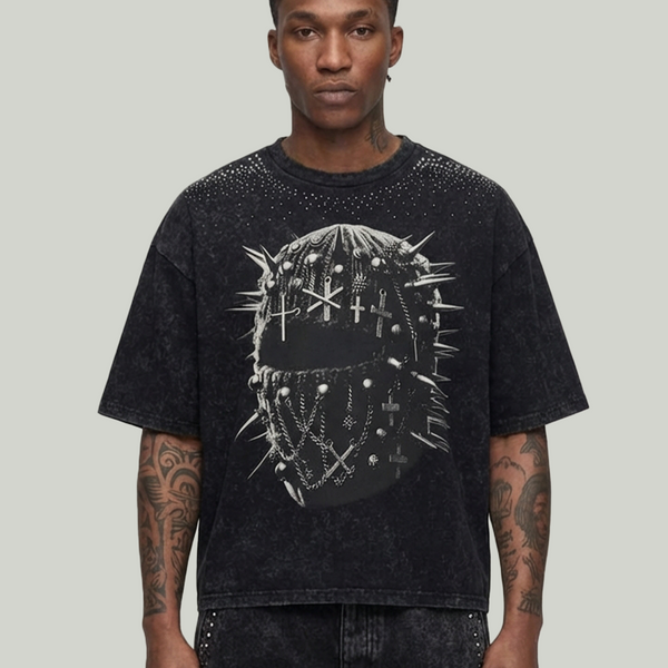 KRYPT Cropped Mask Shirt Black KR604 - Urban Crop Top | Upstairs KRYPT Cropped Mask Shirt Black KR604 - Urban Crop Top | Upstairs