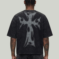 KRYPT Cropped Mask Shirt Black - Urban Streetwear Crop Top KR604