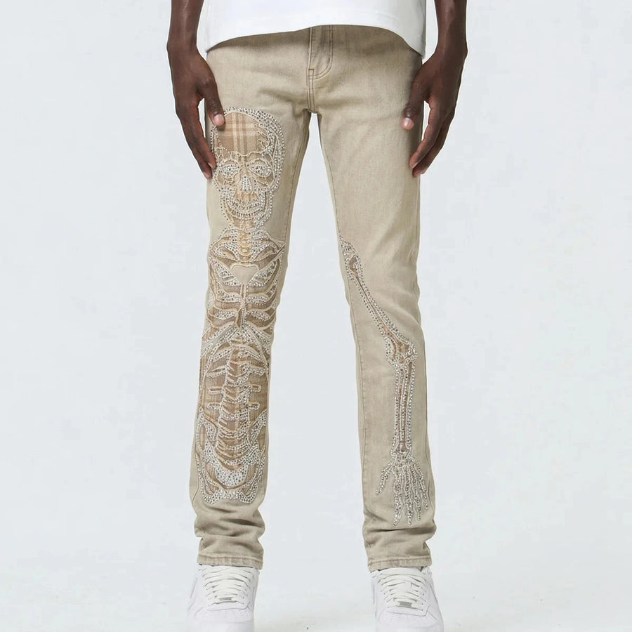MEN’S STREET SKELETON SLIM JEAN M8606D GREY SAND WASH