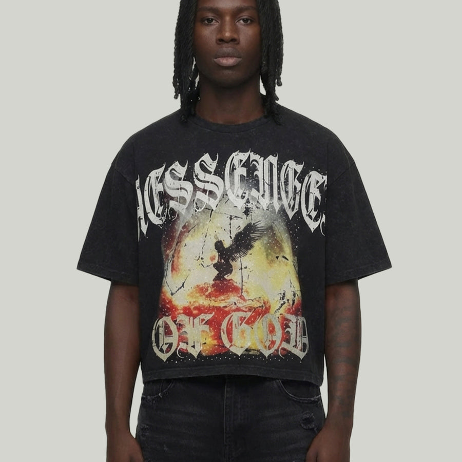 MASS ANGER Cropped shirt black KR603