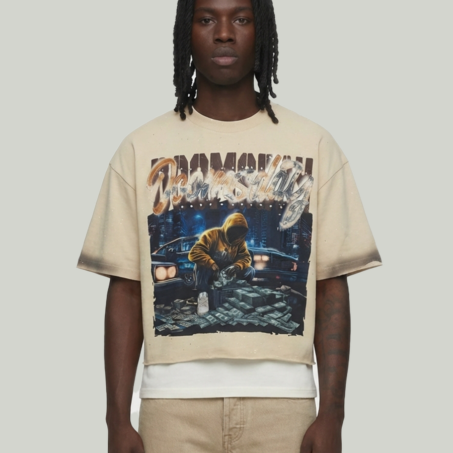 Dooms Day cropped shirt Beige T1455