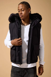 Yukon Fur Lined Puffer Vest (Black) 9491V
