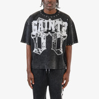 BLACK SAINTS W/ RHINESTONES CROP T-SHIRT 611014