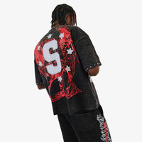 BLACK SAINTS W/ RHINESTONES CROP T-SHIRT 611014