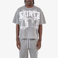 GRAY SAINTS W/ RHINESTONES CROP T-SHIRT 611014