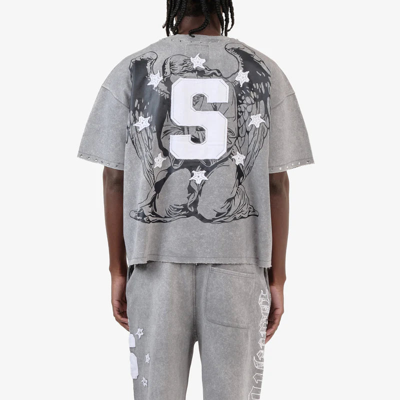 GRAY SAINTS W/ RHINESTONES CROP T-SHIRT 611014