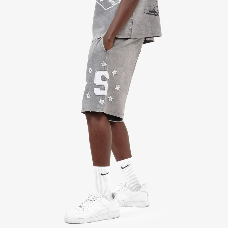 GRAY SAINTS SHORTS W/ RHINESTONES 611514