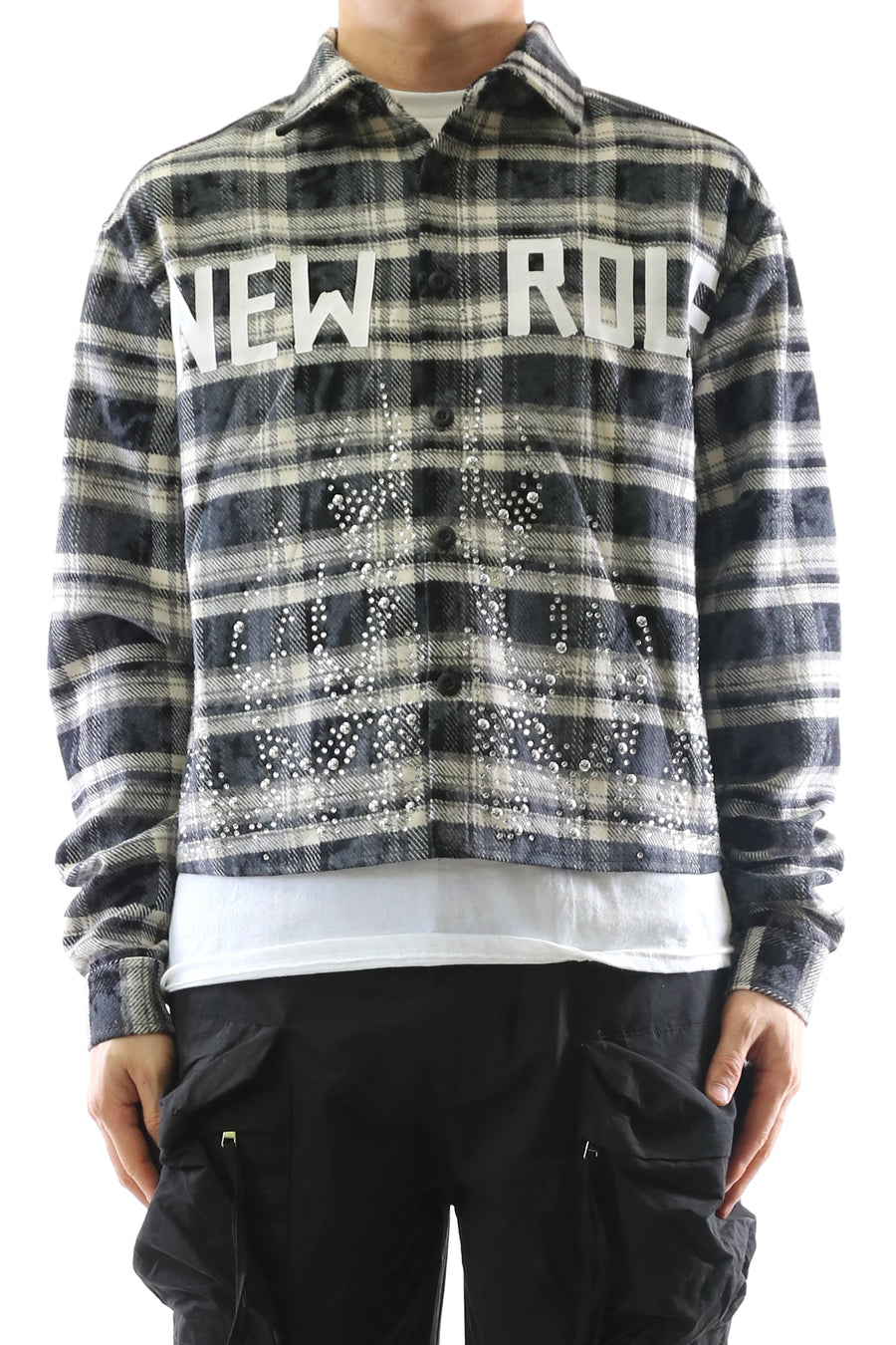 STATIC Heavy Flannel Crop Top Button Down Shirt KW-5320