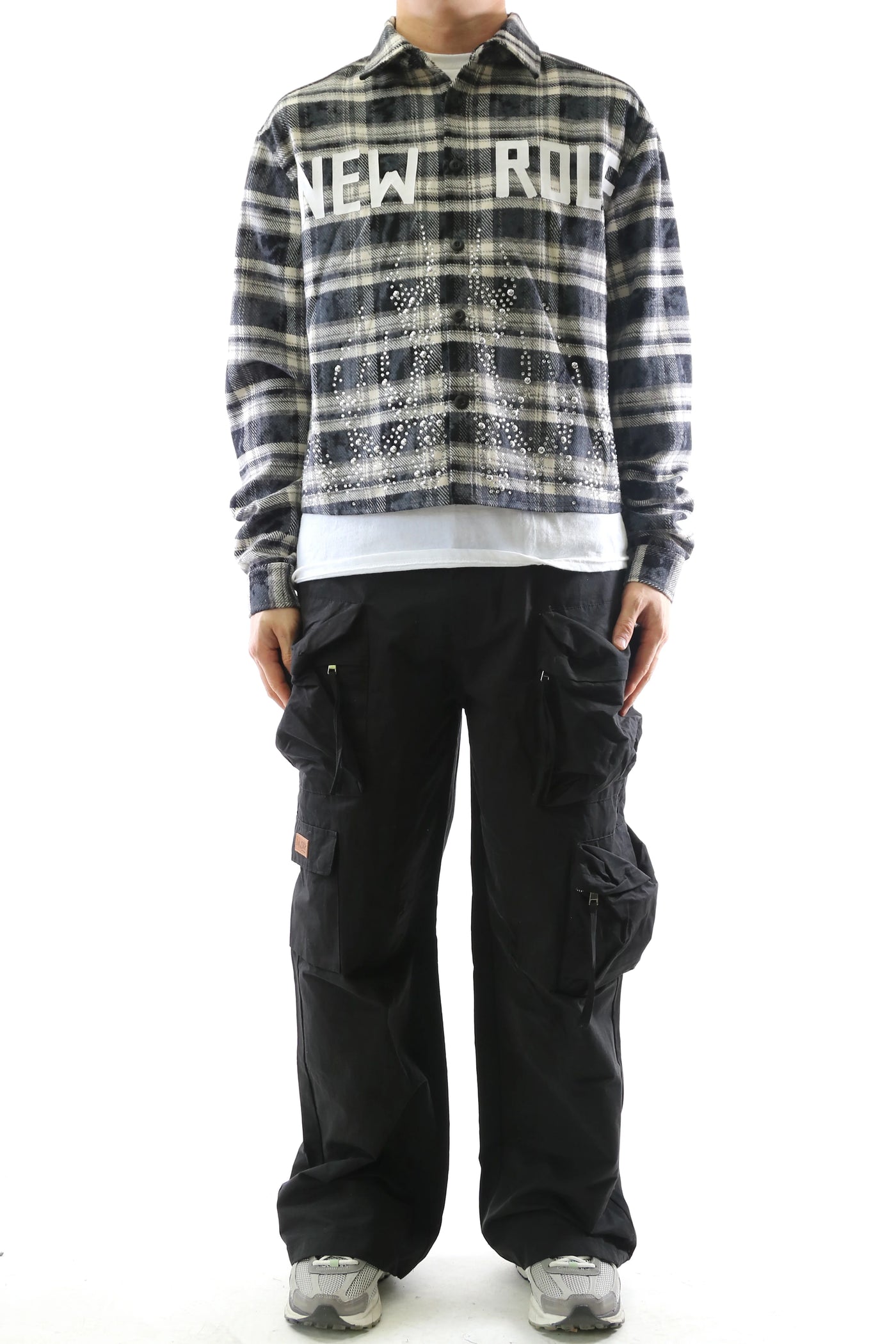 STATIC Heavy Flannel Crop Top Button Down Shirt KW-5320