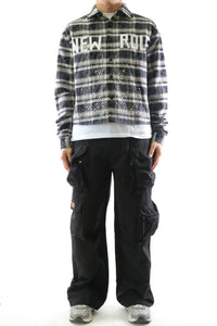 STATIC Heavy Flannel Crop Top Button Down Shirt KW-5320