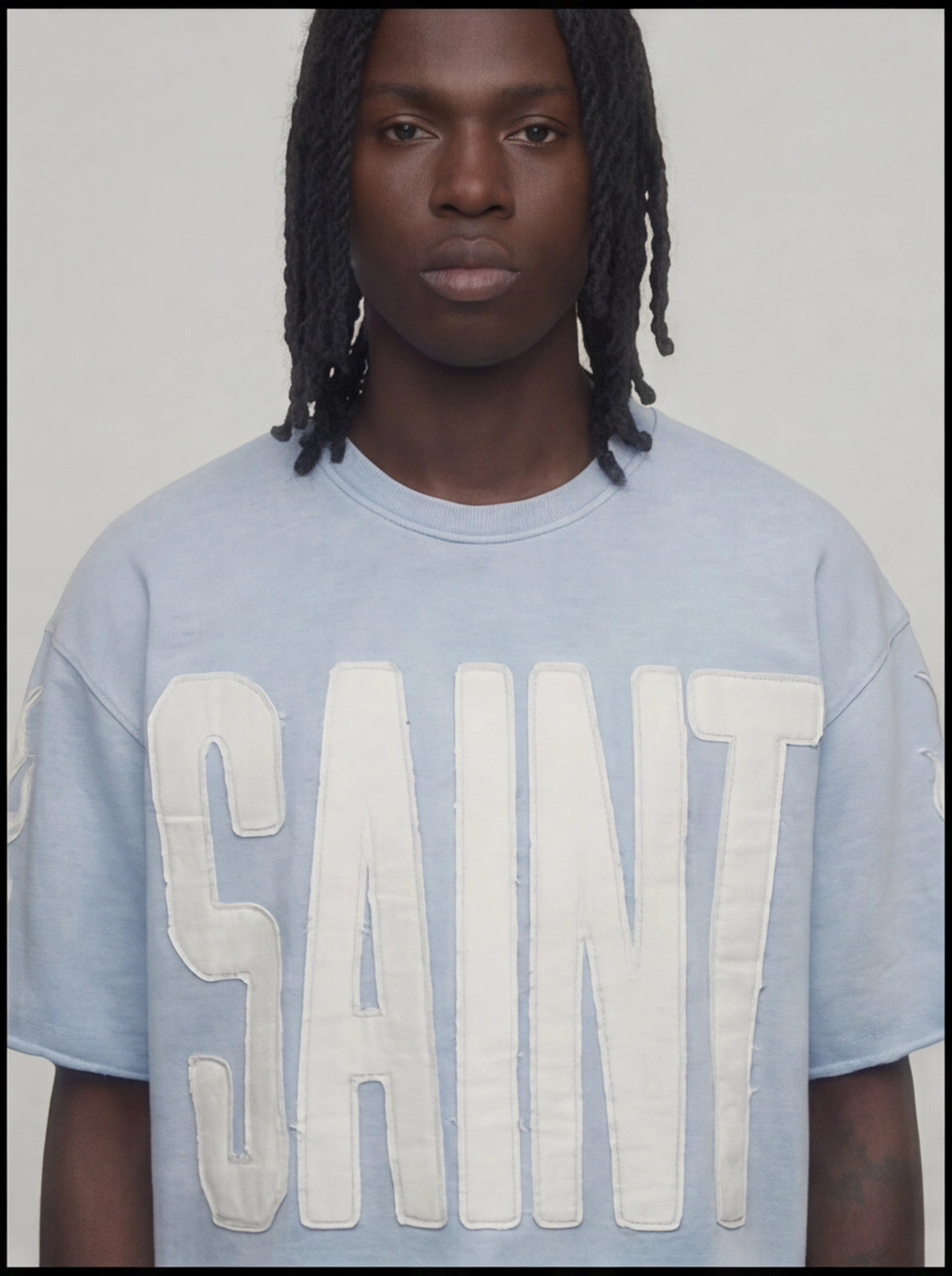 Cropped light blue Saint short sleeve shirt 511036